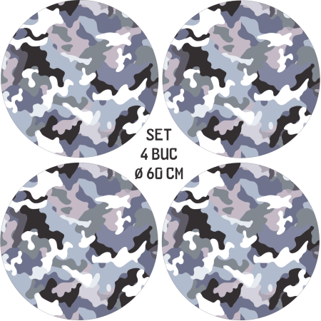 Folie decorativa jante auto set 4 bucati, print EcoSolvent Oracal, autoadeziva, diametru 60 cm, model sport FJT-08