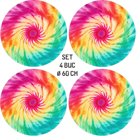 Folie decorativa auto jante FJT-39, set 4 bucati, diametru 60 cm, print EcoSolvent, rezistenta UV si exterior, autoadeziva