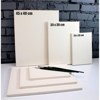 Set 3 sasiuri din lemn cu panza CANVAS pentru pictura, culoare Alb Mat, Marca AVEX