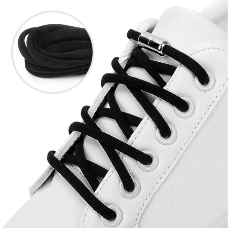 Sireturi elastice SMART pentru incaltaminte cu clema metalica, culoare neagra