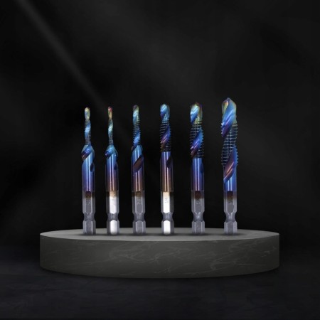 Set Profesional cu 6 piese, gaurire + filet, M3 - M10, duritate inalta (Albastru)