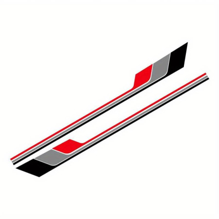 Stickere auto sport Racing Stripes V2, set 2 bucati, 180 x 16.5 cm, Negru Gri Rosu, vinilin Oracal autoadeziv exterior