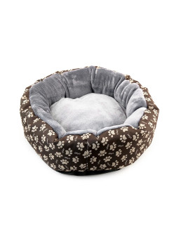 Culcus moale cu perna, pentru caine/pisica, culoare gri, impermeabil, baza antiderapanta, 50 cm