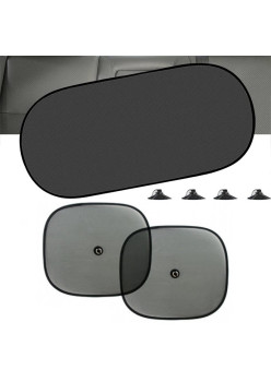 Set Protectie Solara Auto format din 3 piese, parasolar luneta + 2 parasolare laterale, prindere cu ventuze
