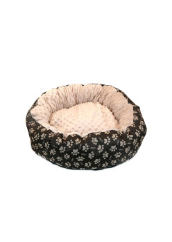 Culcus moale cu perna, pentru caine/pisica, Model Minky, culoare crem-maro, impermeabil, baza antiderapanta, 50 cm