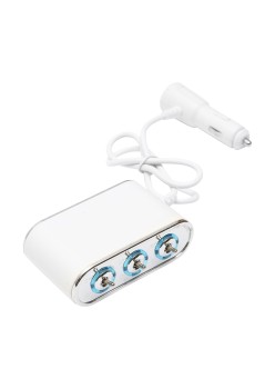 Adaptor bricheta auto tripla 12/24V, iluminata LED, cu intrerupator individual si 1 port USB, 5V, 2.1A