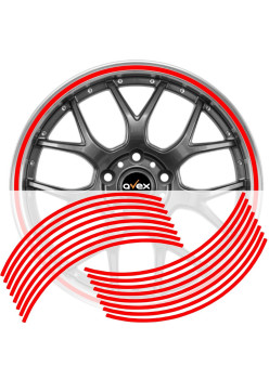 Set 16 inele din autocolant pentru jante culoare Rosu Lucios