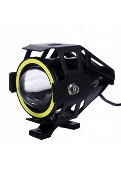 Proiector LED cu Lupa, Angel Eye ALB si Devil Eye RED, alimentare 12V, pentru Off-Road, ATV, SSV, UTV