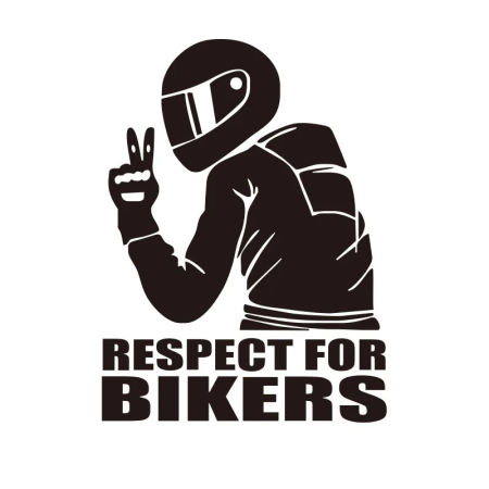 Sticker auto Off Road Respect For Bikers, negru, 17x12 cm, folie Oracal, autocolant exterior rezistent UV si intemperii