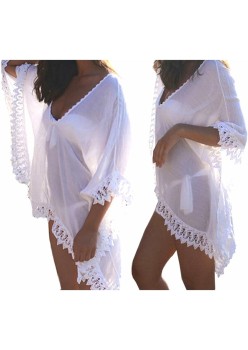 Tunica, Rochie de plaja aerisita, ușoara și delicata, culoare Alba, dimensiune Universala