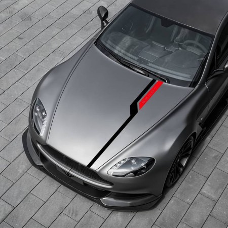Sticker auto tuning capota Hood Stripes V3, 130x10 cm, Negru si Rosu, folie Oracal autoadeziva, rezistenta UV