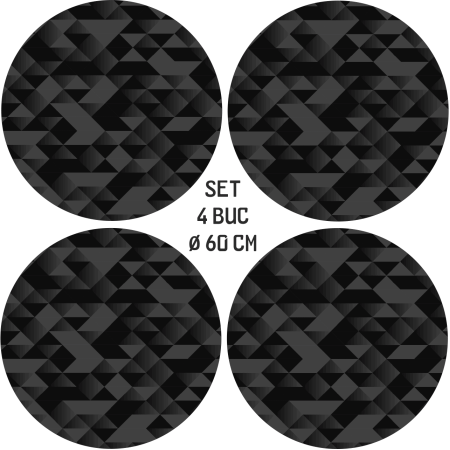 Set 4 Folii Autoadezive Jante Auto Oracal Ø60 cm Model FJT-25, Imprimare EcoSolvent, Exterior, Negru