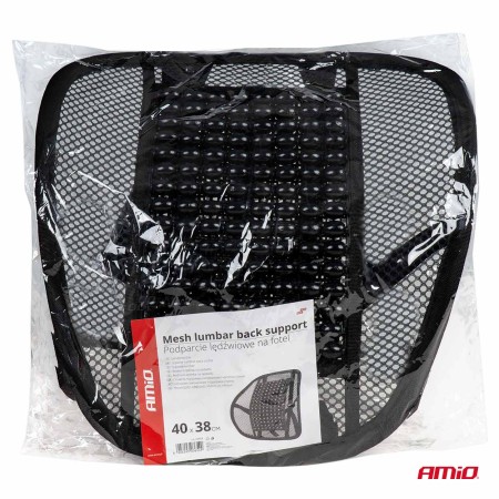Pernita scaun cu suport lombar pentru corectare postura cu bile de masaj, dimensiune 40 x 38 cm, culoare Neagra