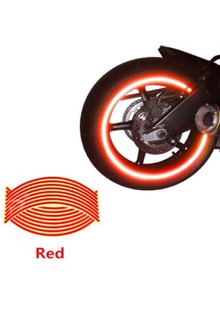 Set 16 ornamente Reflectorizante pentru jante auto, moto, culoare Rosie