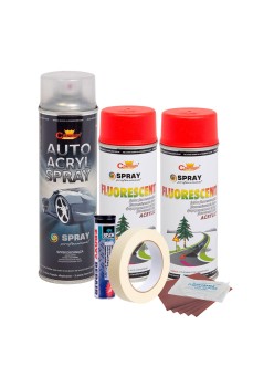 Kit complet reparatie si vopsire jante culoare Rosu Fluorescent, V2