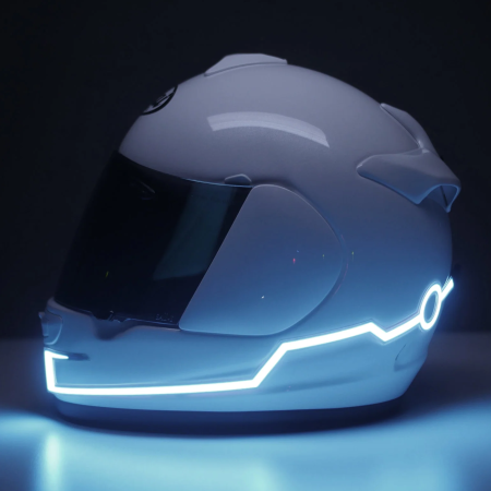 Benzi LED pentru Cască Moto, Set 2 Bucăți, Alb, Autoadezive, Telecomandă cu Fir, 2xAAA