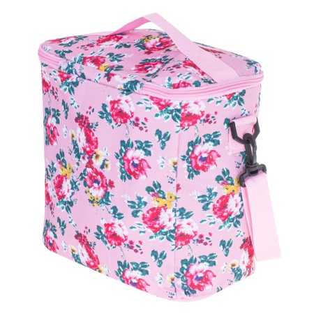 Geanta termoizolanta pentru picnic sau plaja, capacitate 11l, culoare Roz cu flori