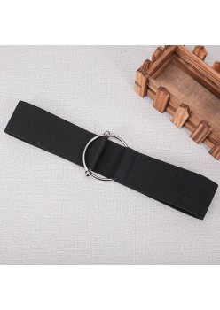Curea elastica pentru pantaloni de dama, culoare neagra, cu catarama metalica
