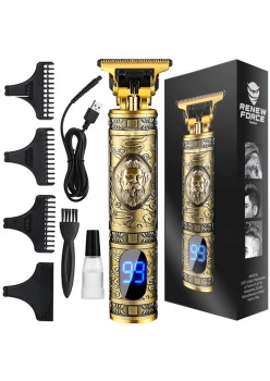 Trimmer Profesional de tuns barba sau parul, lama din titan + ceramica, cu acumulator,  accesorii incluse, model Woodman T9