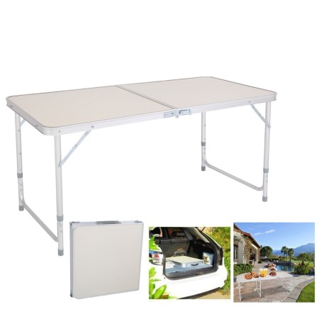 Masă Pliabilă Picnic, Aluminiu + Blat MDF, 120x60 cm, Portabilă, Tip Valiză
