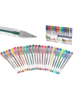 Set 25 piese, Pixuri cu gel multicolor cu sclipici (glitter)