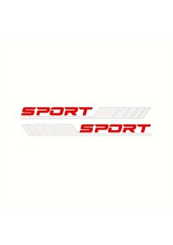 Stickere auto Racing Stripes V3, set 2 bucati, 58 cm, dungi tuning alb si rosu, folie Oracal autoadeziva exterior