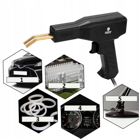 Pistol Profesional pentru lipit/sudat plastic, kit pentru repararea fisurilor din plastic, polipropilena, 400 capse de intarire, putere 50W, culoare Negru, Cod: AVX-WT-WG-X80
