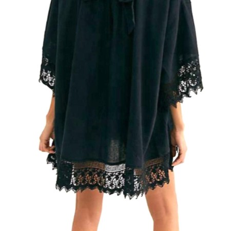 Tunica, Rochie de plaja aerisita, ușoara și delicata, culoare Neagra, dimensiune Universala