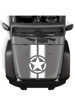 Sticker auto Off Road Army Star, 90x43 cm, alb, folie Oracal, autocolant exterior rezistent UV