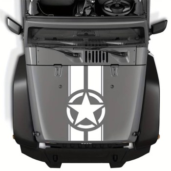 Sticker auto Off Road Army Star, 90x43 cm, alb, folie Oracal, autocolant exterior rezistent UV