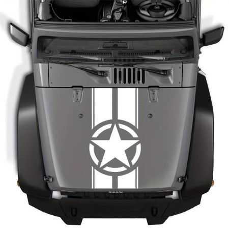 Sticker auto Off Road Army Star, 90x43 cm, alb, folie Oracal, autocolant exterior rezistent UV