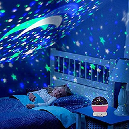 Proiector LED Galaxy Stars, Lampa de Veghe cu Cer Înstelat, 9 Moduri de Afișare, Rotație, Alimentare USB sau Baterii, pentru Copii