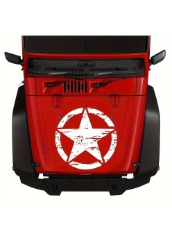 Sticker auto Off Road Rusted Army Star, 50x50 cm, alb, autocolant exterior Oracal, autoadeziv rezistent