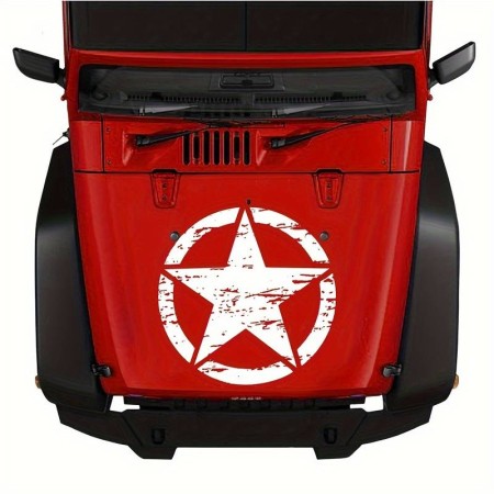 Sticker auto Off Road Rusted Army Star, 50x50 cm, alb, autocolant exterior Oracal, autoadeziv rezistent