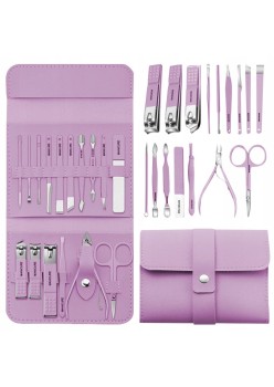 Set Manichiura si Pedichiura 16-in-1 cu plic din piele ecologica, model 