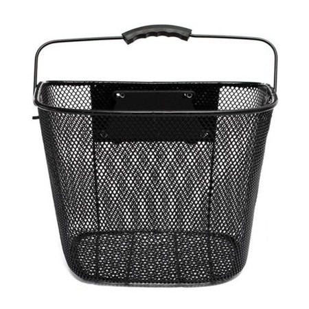Coș Metalic Demontabil pentru Bicicletă, Cu Mâner, Prindere Rapidă CLICK, Negru, 33x26x25 cm, Compatibil Biciclete 20"-28", Sarcină 6 kg
