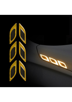 Set 2 stickere reflectorizante DIAMOND cu insertie Carbon 5D, culoare Galbena