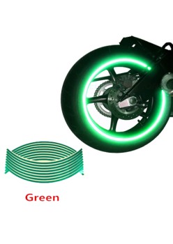 Set 16 ornamente Reflectorizante pentru jante auto, moto, culoare Verde