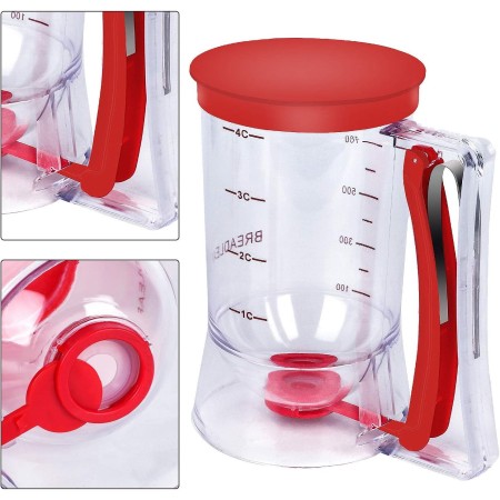 Dispenser de Aluat pentru Prajituri, Flippy, din Plastic, Maner cu Arc, 900 ml, 18.5 x 11 cm, Rosu