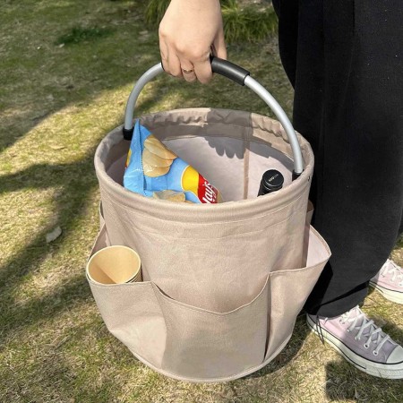 Coș de Picnic Flippy  Portabil  din Material Oxford, Negru, 28x28 cm