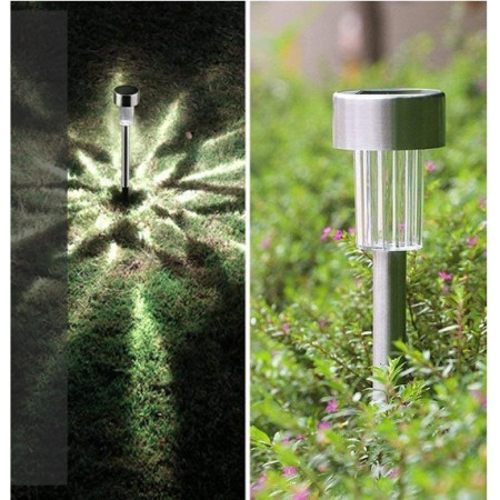 Lampă Solară LED pentru Grădină, Design Minimalist, Inox Rezistent, Iluminare Albă, 29 cm