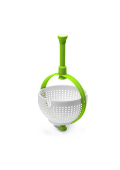 Strecuratoare multifunctionala rotativa, cu maner, material ABS, 22x12 cm, maner 18 cm, cu ventuza pentru prindere sigura, practic si usor de folosit, verde