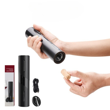 Set Tirbuson Electric din 5 piese, Flippy, Deschizator Electric, Incarcare USB, Multifunctional, 23x14cm, Negru