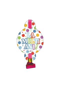 Set 6 Suflatori, Flippy, Colectia LA MULTI ANI, 19 x 11 cm, din Carton/Plastic/Hartie, Multicolor