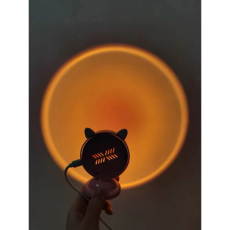 Lampa de veghe cu proiectie Multicolor RGB cu telecomanda, Flippy, lumina ambientala pentru atmosfera romantica, iepuras, Roz