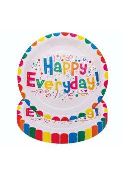 Set 10 Farfurii Happy Everyday, Flippy, 17 cm, din Hartie 300 g, Multicolor