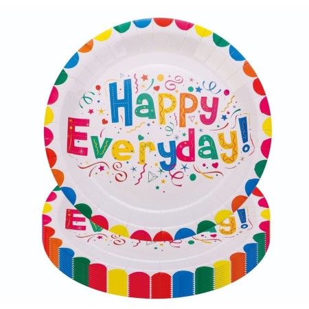 Set 10 Farfurii Happy Everyday, Flippy, 17 cm, din Hartie 300 g, Multicolor