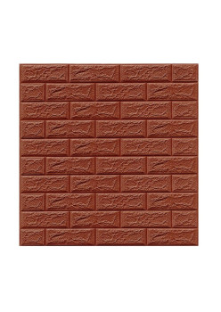 Set 10 Placi Tapet 3D, Flippy, 70 x 77 cm, Grosime 3 mm, din Polietilena, Model Caramida, Suprafata acoperita 5.3 mp, Maro
