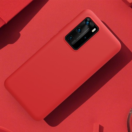 Husa protectie compatibila cu Huawei P40 Pro Liquid Silicone Case Rosu