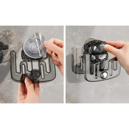 Suport pentru Incaltamintea de Casa, Flippy, fara Perforare, Montare pe Perete, Prindere Adeziva, 11.6x11x4.8cm, Gri Transparent